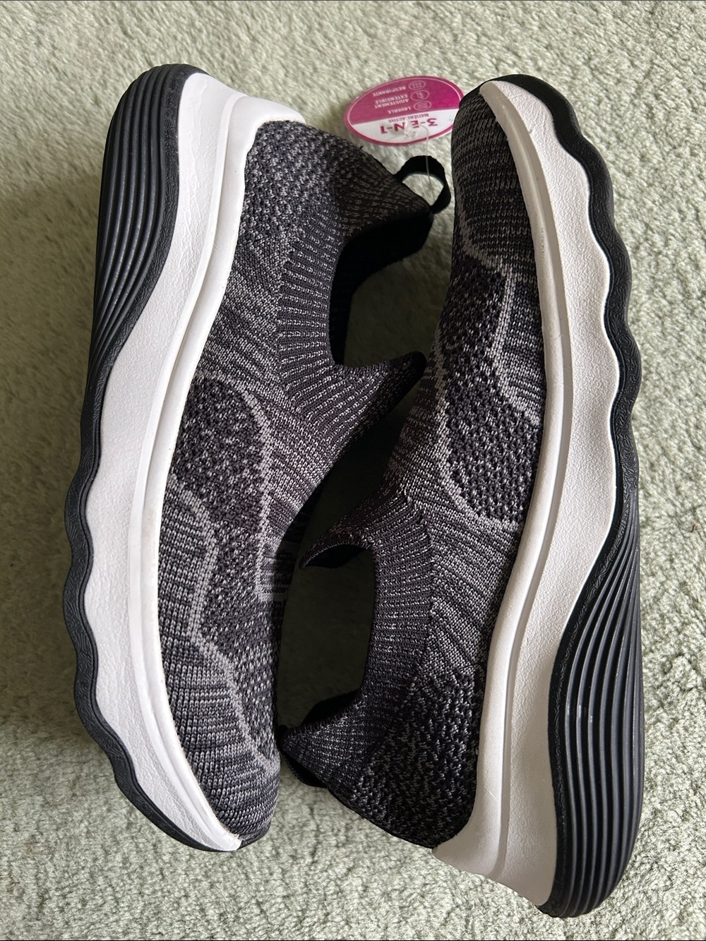 Cloudsteppers by Clarks Black and Gray Slip-On Knit Athletic Sneakers